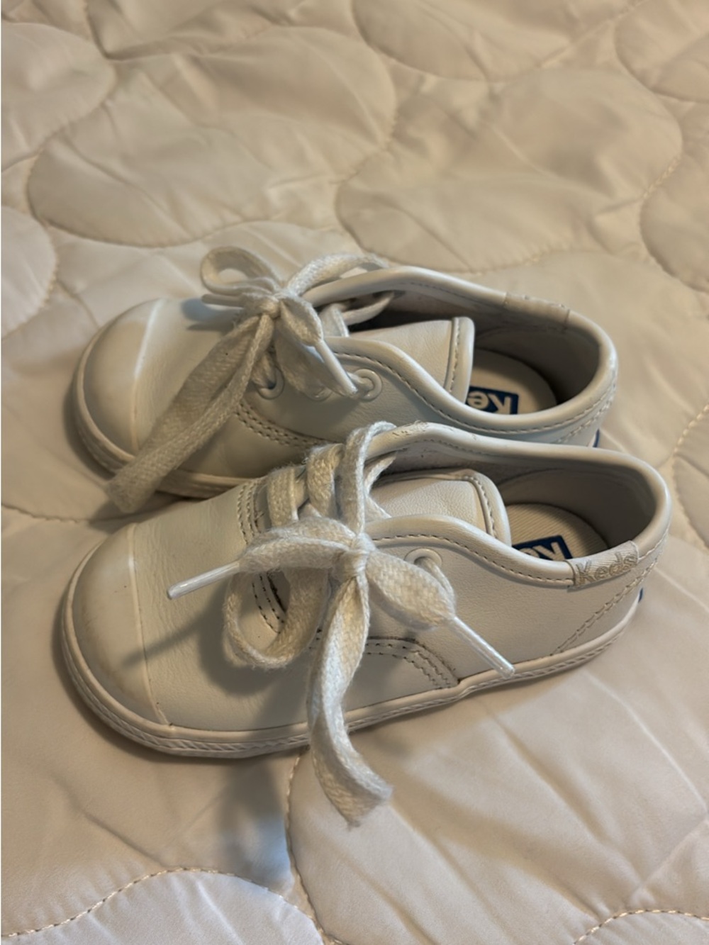 Keds Kids White Lace-Up Leather Sneakers